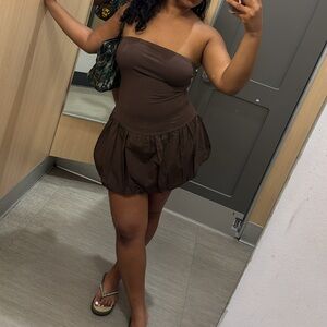 Cute & Cozy Brown Puffer Mini Dress 🤎